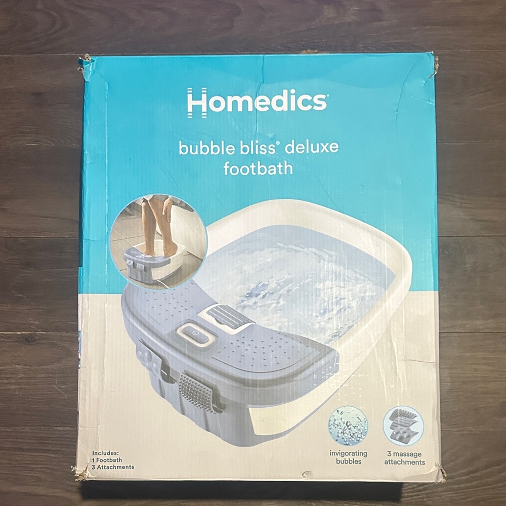 Homedics Bubble Bliss Deluxe Footbath - Blue and White